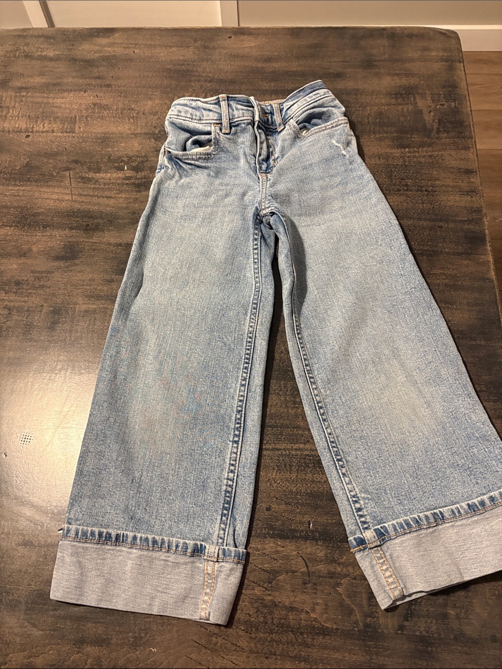 abercrombie kids light blue cuffed wide-leg jeans